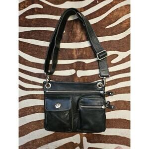 Vintage ROOTS Villager Pebbled Leather Crossbody Bag Messenger Utility Purse